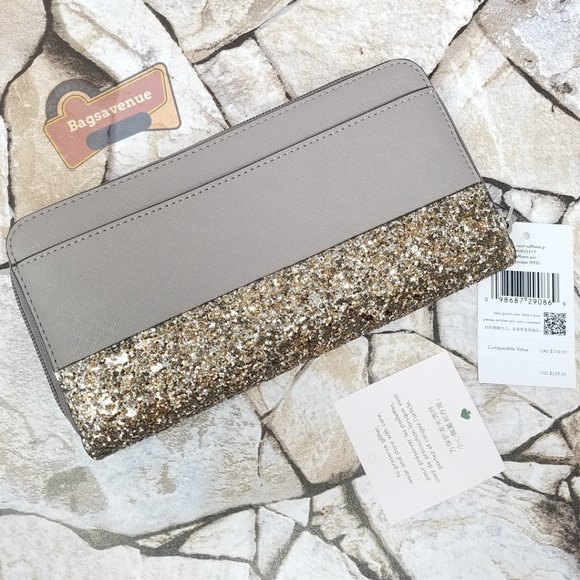 #bagsavenue pvc saffiano greta court neda Grey wallet cityscape Kate Spade - Picture 5 of 10